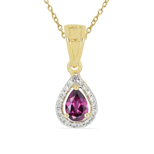 BUY 14K GOLD NATURAL UMBALITE GARNET GEMSTONE HALO PENDANT WITH WHITE DIAMOND